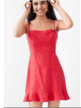 Red Linen Mini Dress